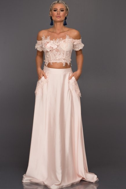 Uzun Somon Özel Tasarım İki Parça Abiye ST9115