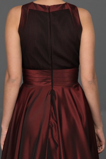 Bordo Tafta Kumaş Prenses Abiye W6017