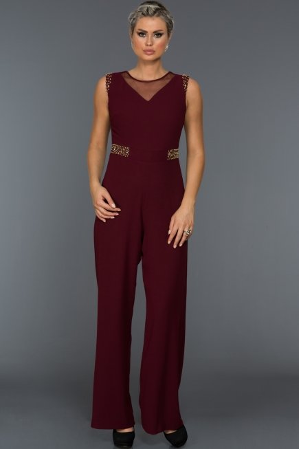 Bordo Şık Abiye Tulum N98544