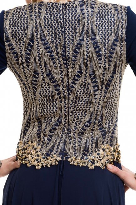 Lacivert Tesettür Abiye Elbise AL8262