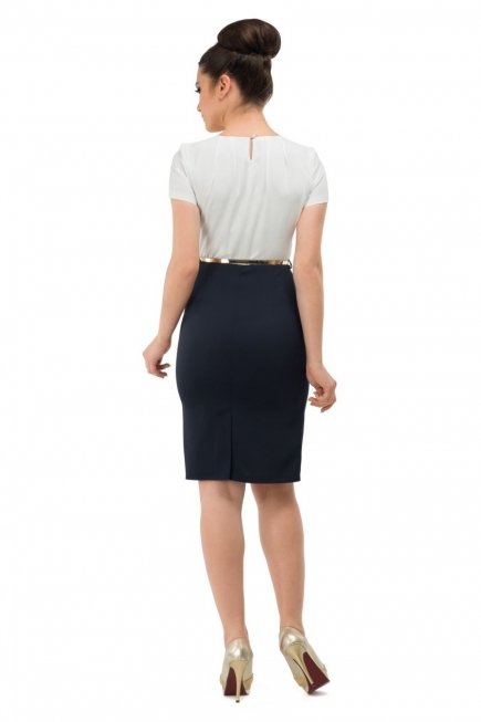 Lacivert-Ekru Gece Elbisesi N97032